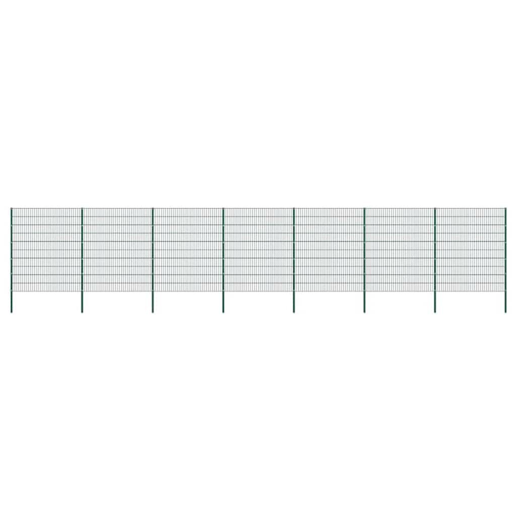 vidaXL Plotový panel so stĺpikmi železný 1212x200 cm zelený