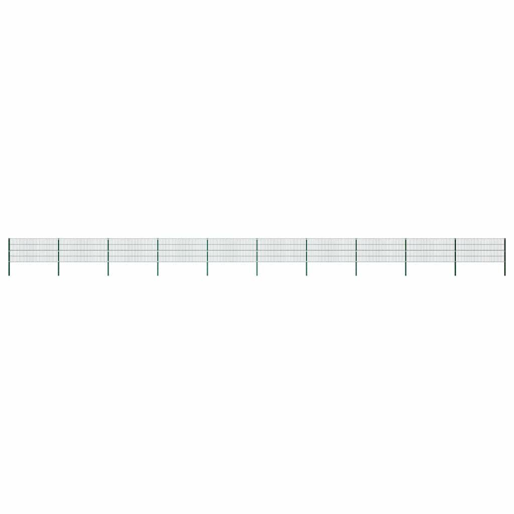vidaXL Plotový panel so stĺpikmi železný 1730x80 cm zelený