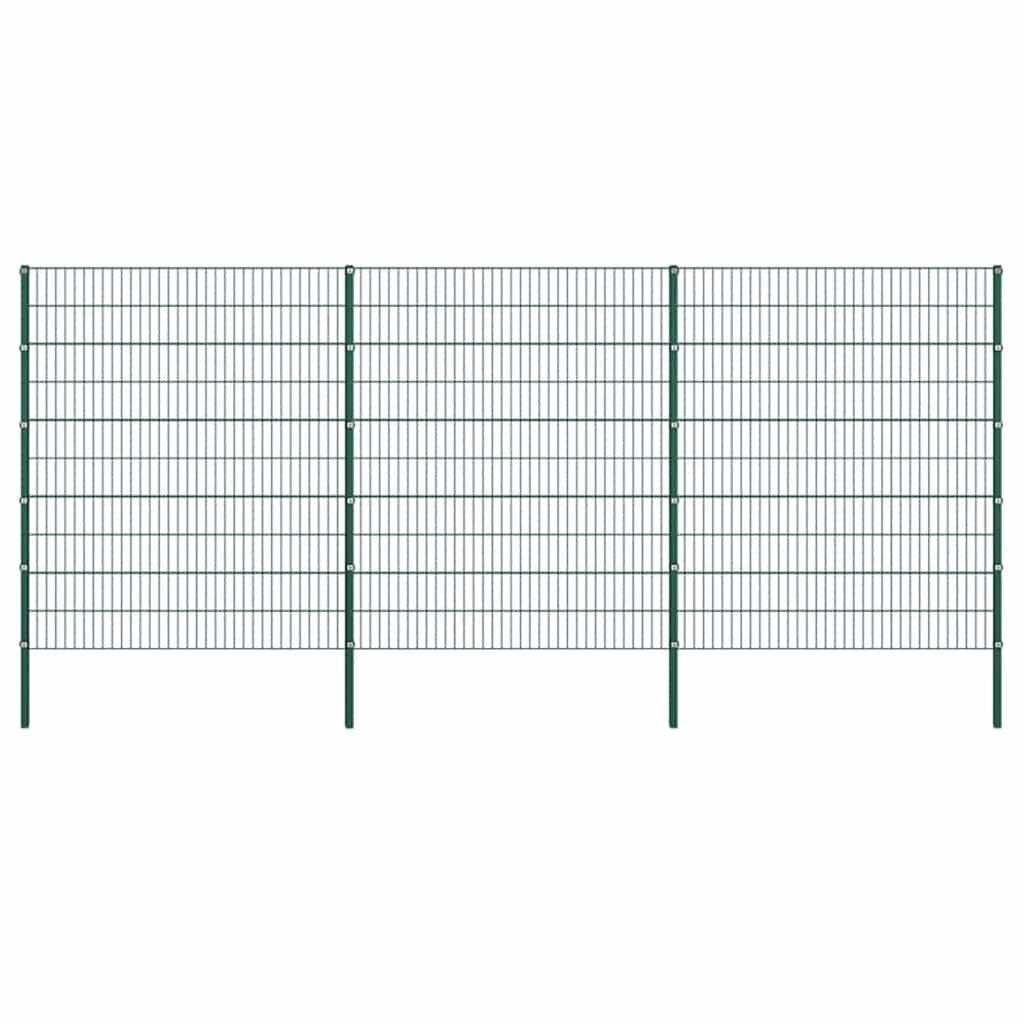 vidaXL Plotový panel so stĺpikmi železný 522x200 cm zelený