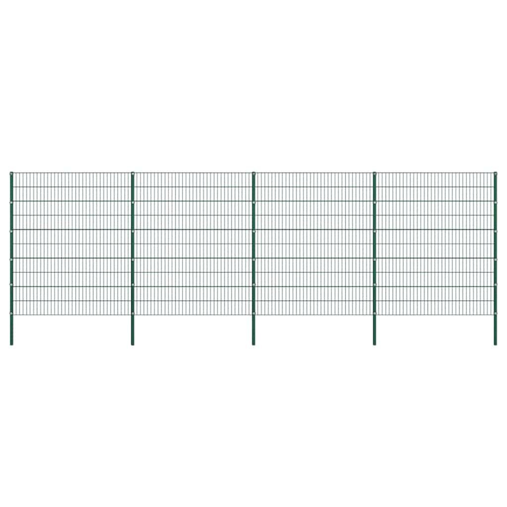 vidaXL Plotový panel so stĺpikmi železný 867x200 cm zelený