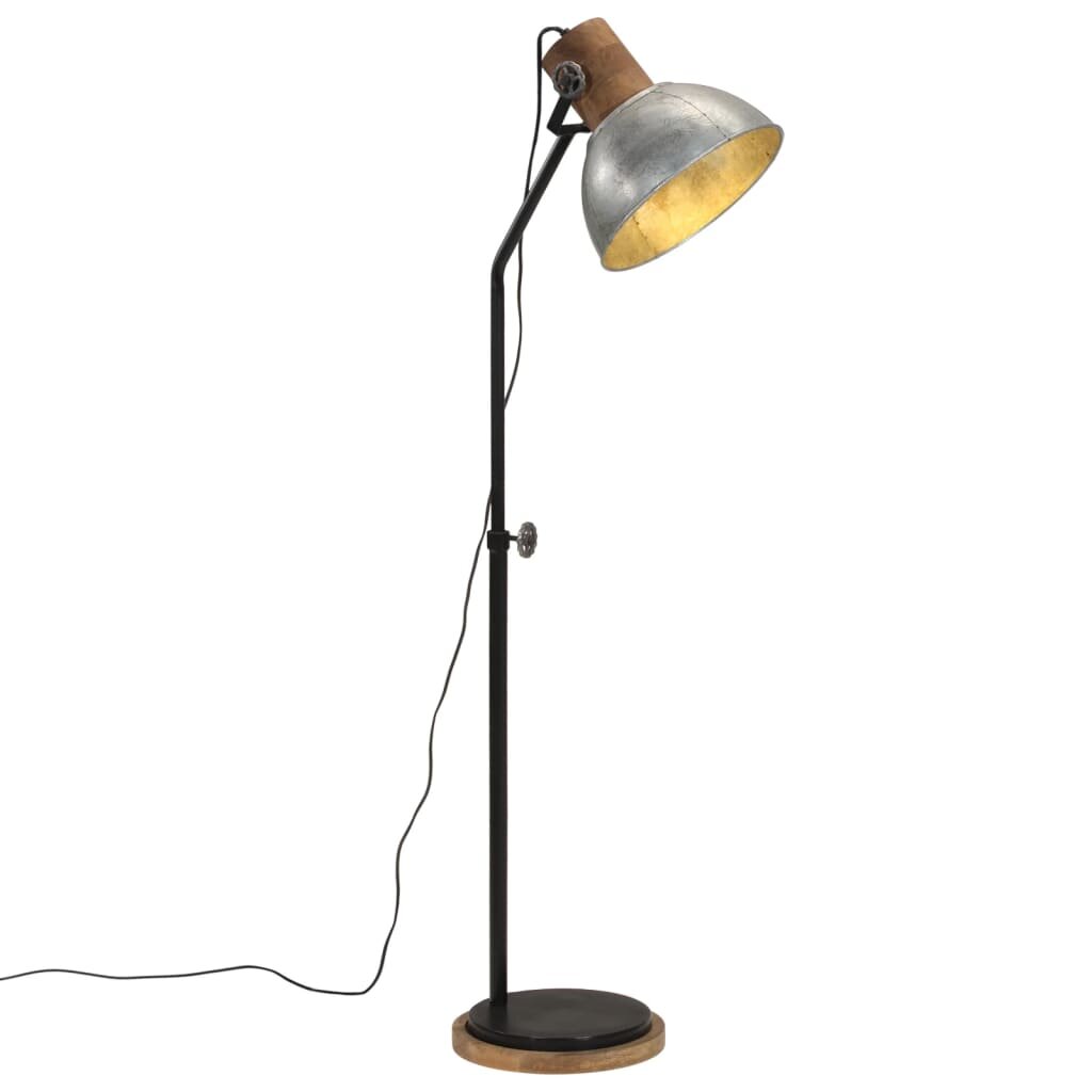 vidaXL Podlahová lampa 25 W starožitná strieborná 30x30x100-150 cm E27