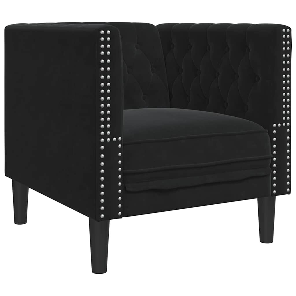vidaXL Pohovka Chesterfield čierna zamat