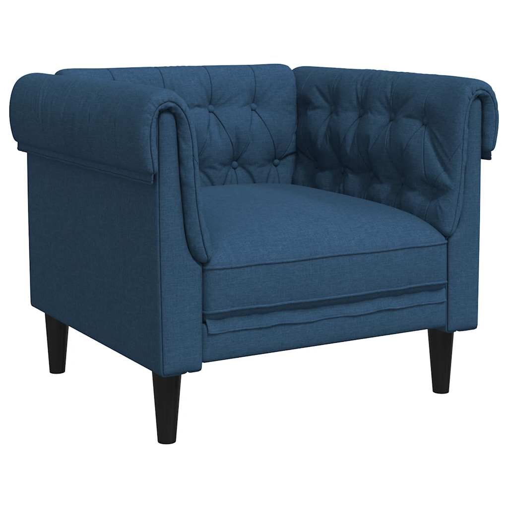 vidaXL Pohovka Chesterfield modrá látka