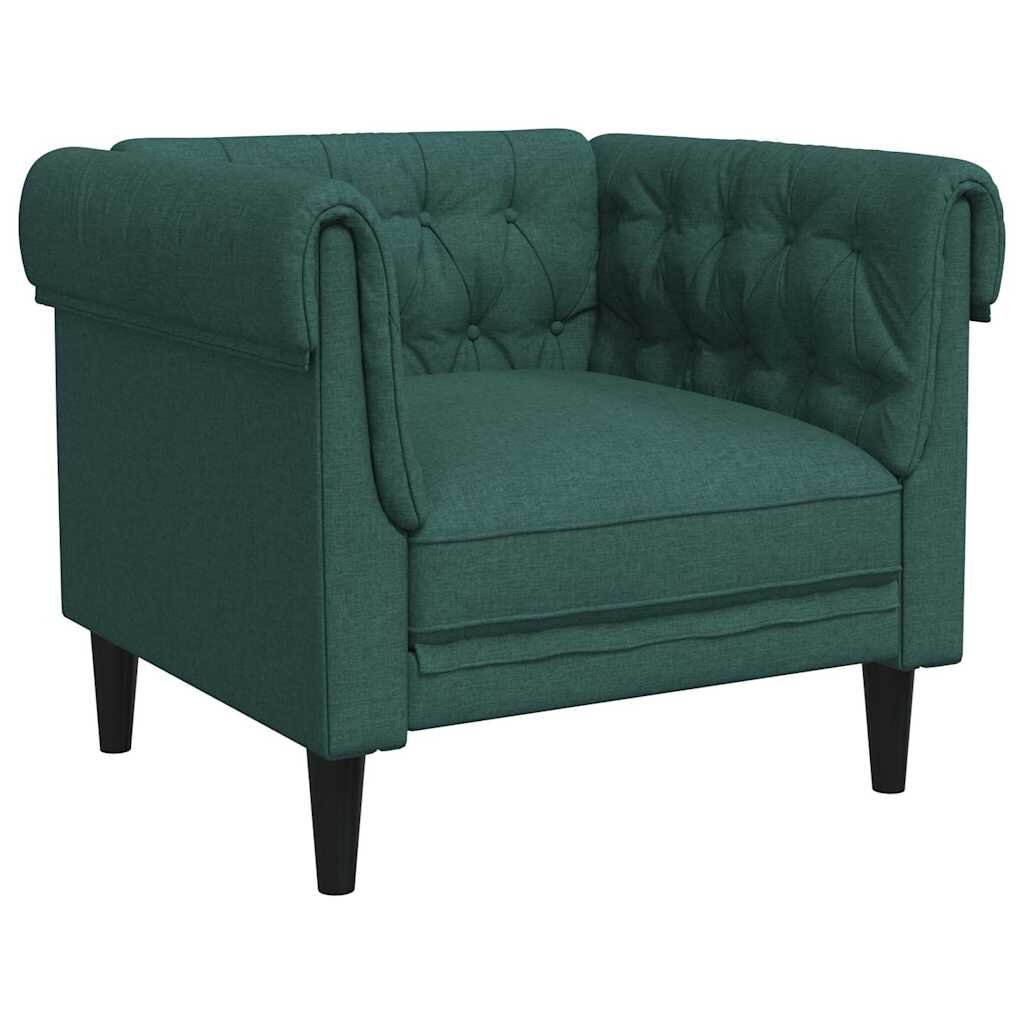 vidaXL Pohovka Chesterfield tmavozelená látka