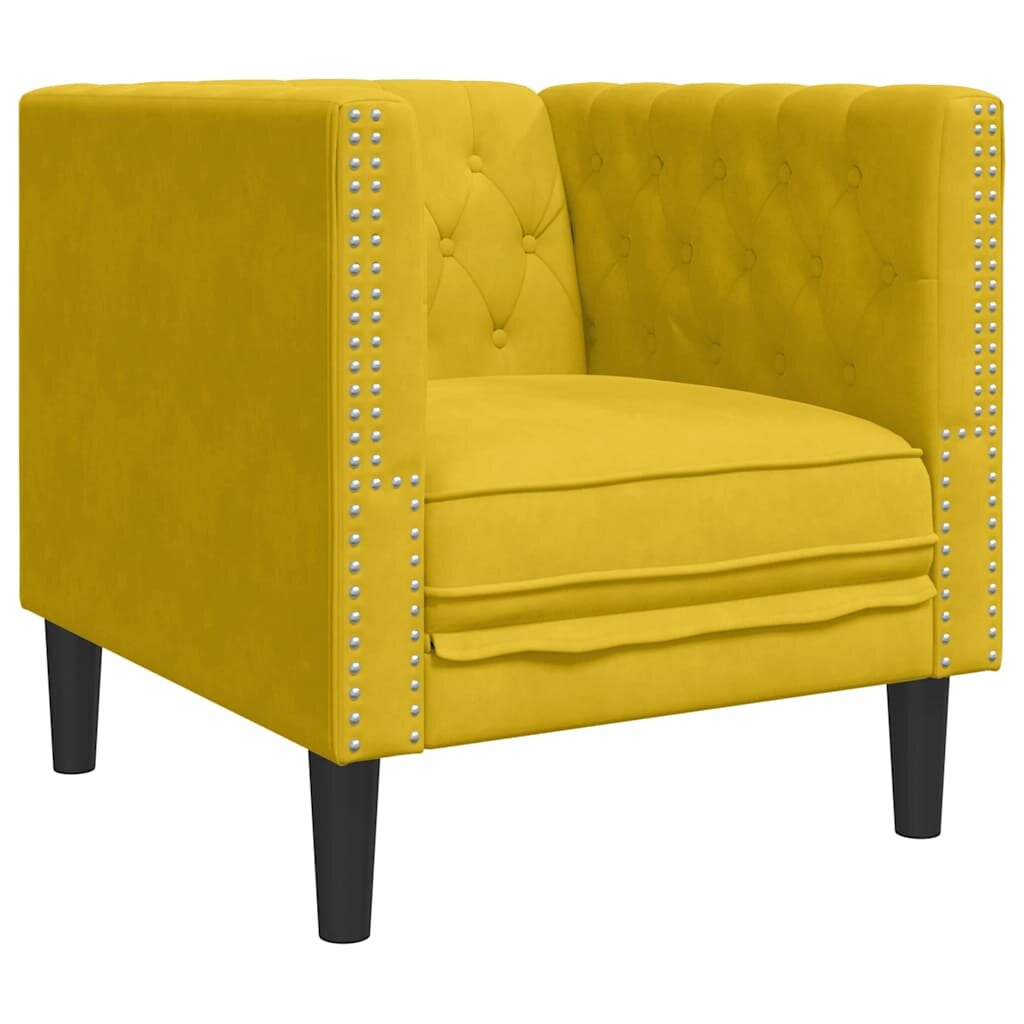 vidaXL Pohovka Chesterfield žltá zamat