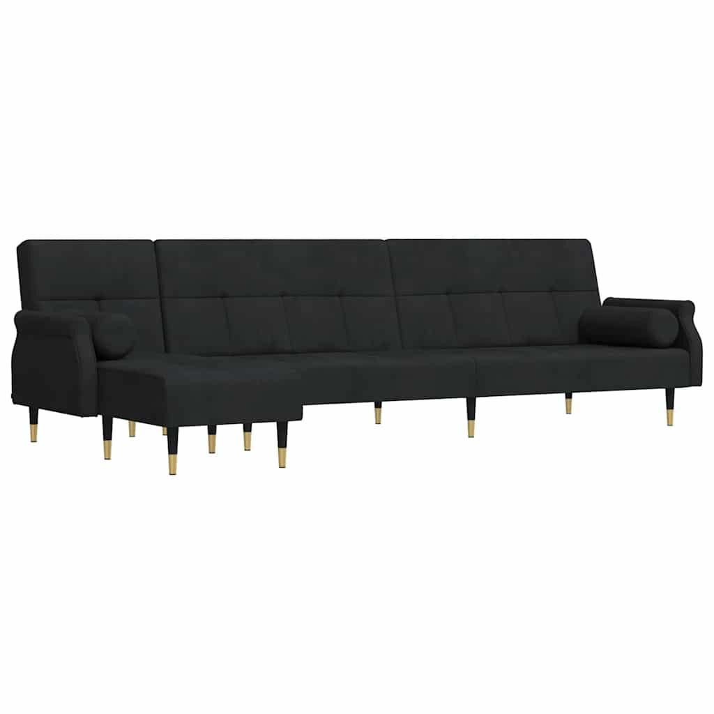 vidaXL Pohovka v tvare L čierna 271x140x70 cm zamat