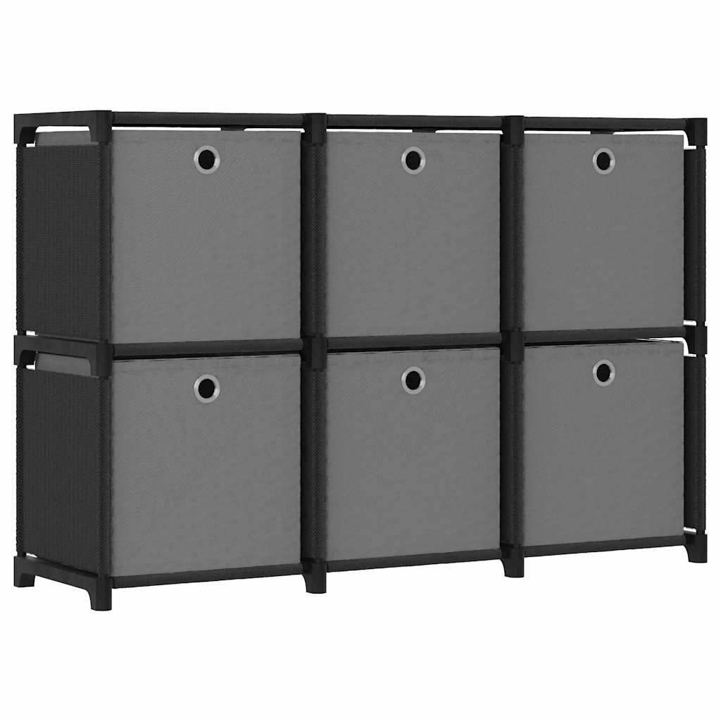 vidaXL Polica s boxmi s dizajnom 6 kociek čierna 103x30x725 cm látka