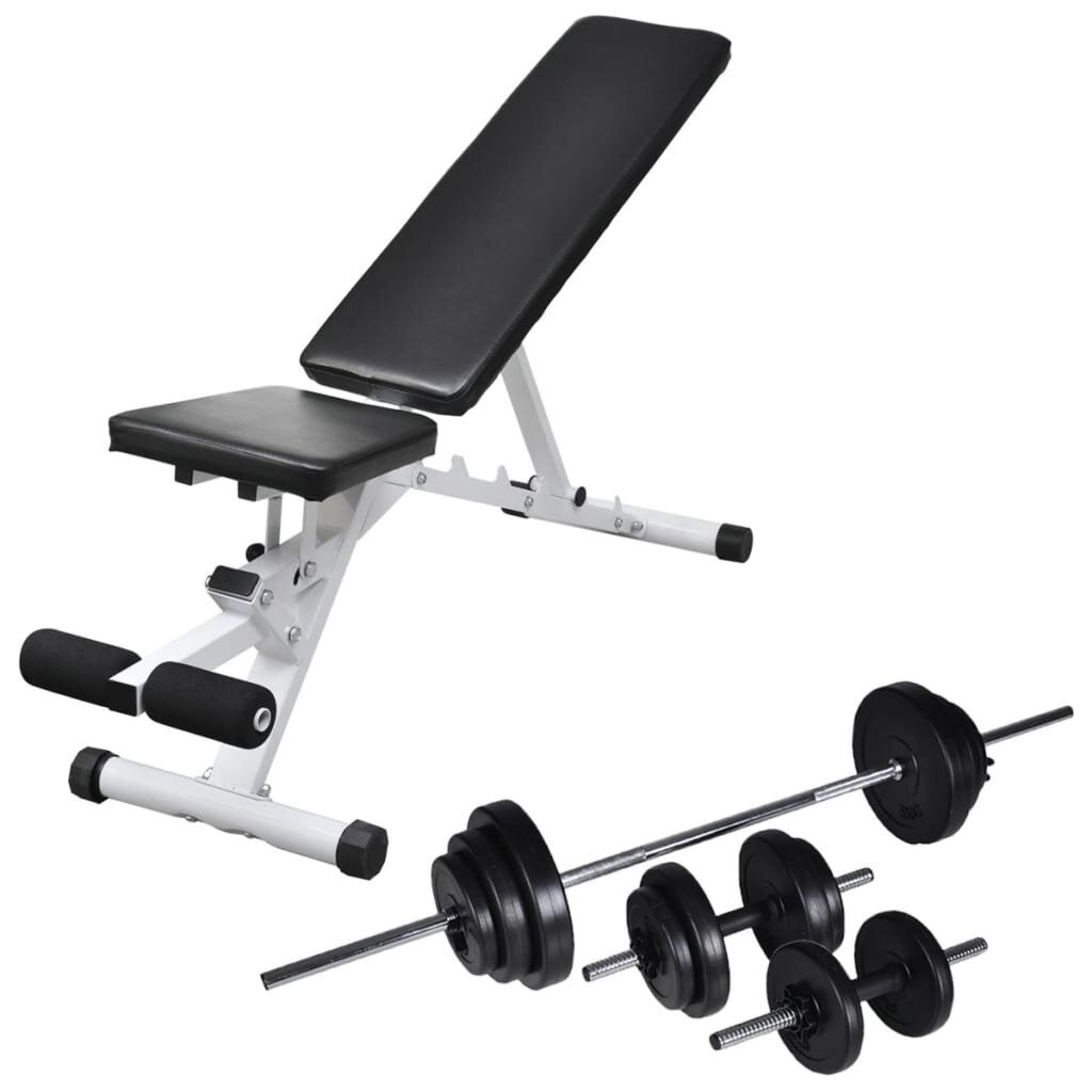 vidaXL Posilňovacia lavica so sadou činiek barbell a dumbbell 305 kg