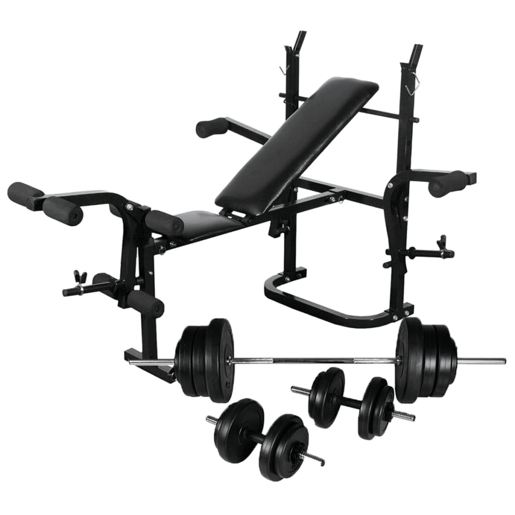 vidaXL Posilňovacia lavica+stojan na závažia a sada činiek 605 kg