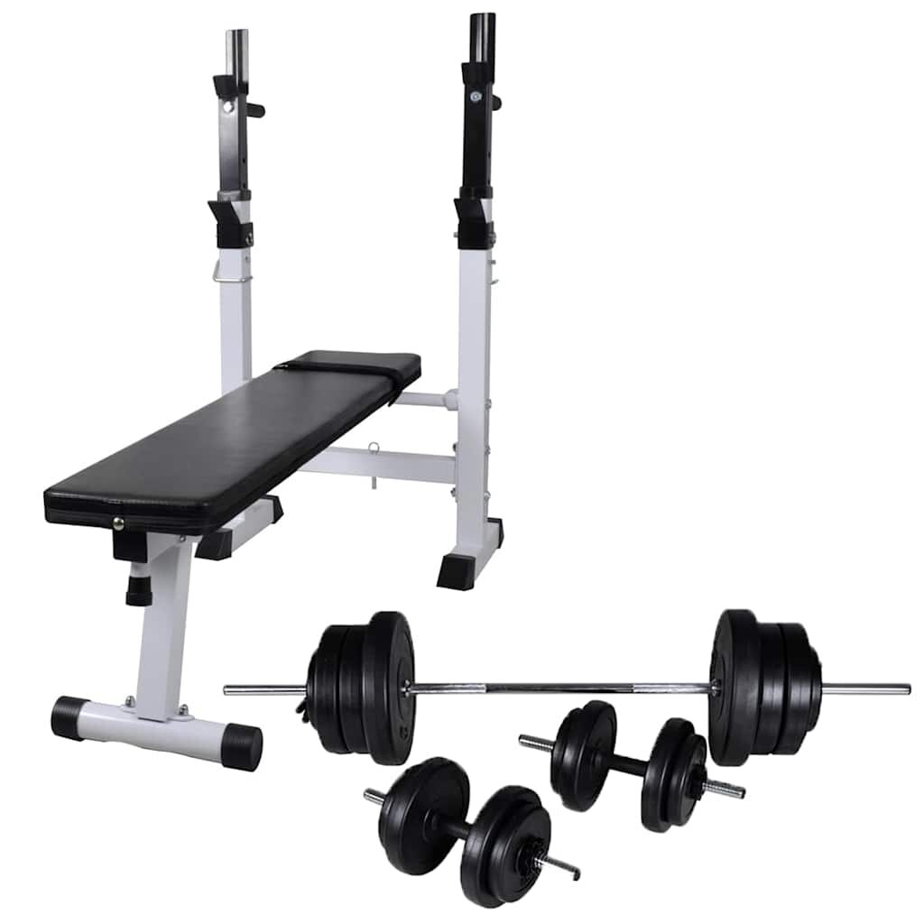 vidaXL Posilňovacia lavica stojan na závažie a sada činiek 605kg