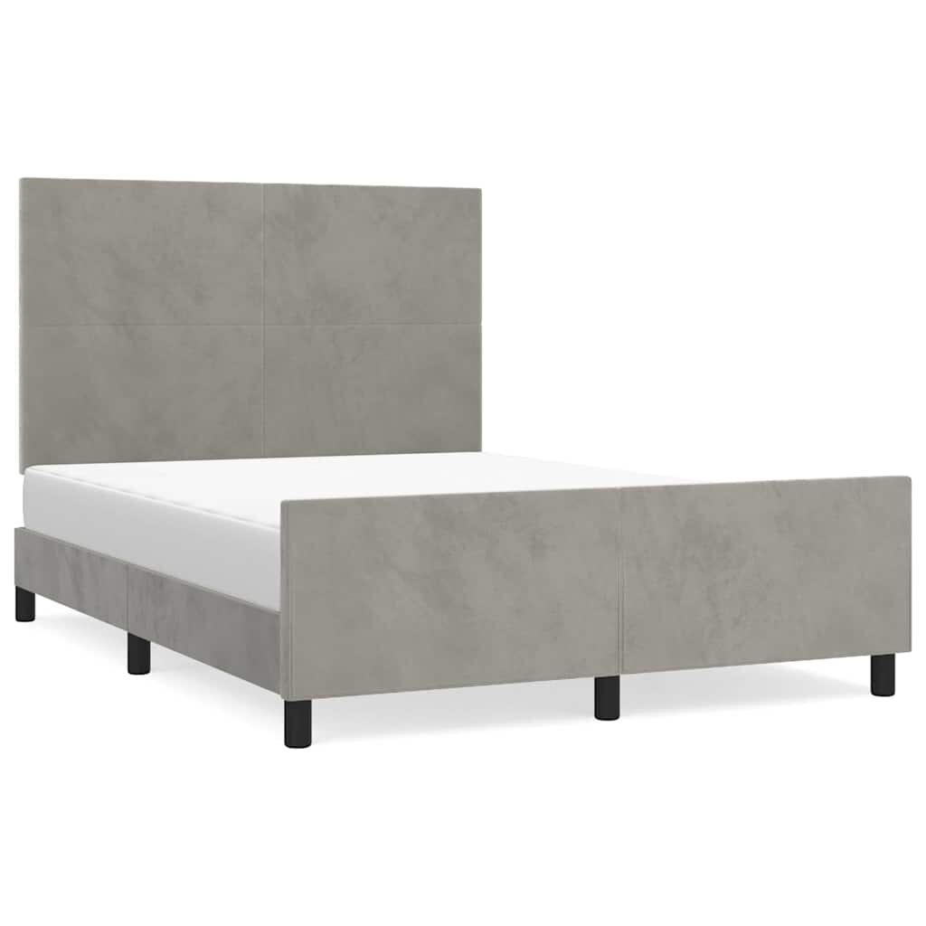 vidaXL Posteľ bez matraca bledosivý 140x190 cm zamat