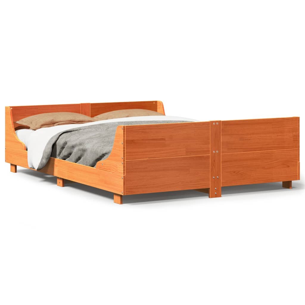 vidaXL Posteľ bez matraca voskovo hnedá 160x200 cm masívna borovica