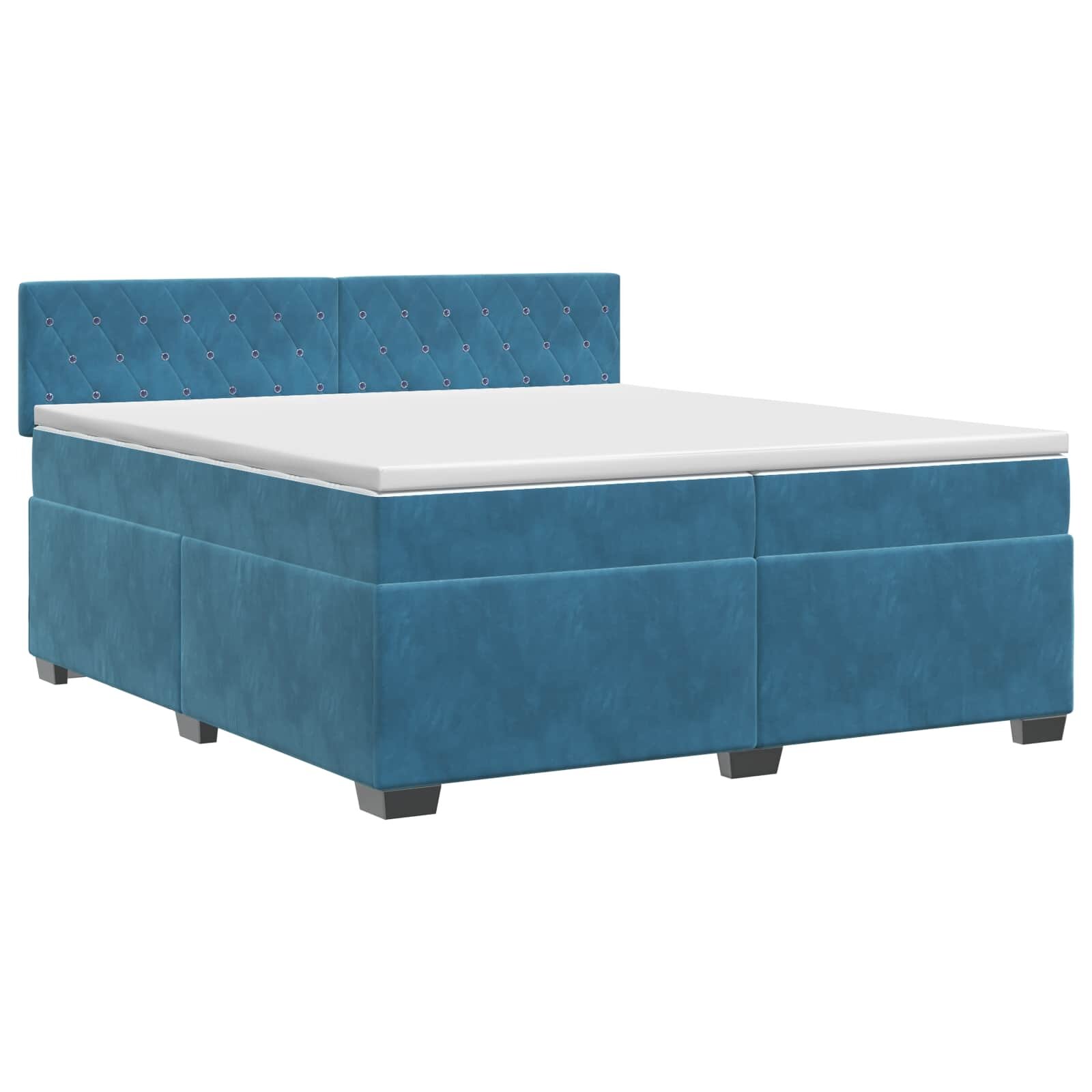 vidaXL Posteľ boxspring s matracom Tmavomodrá 200 x 200 cm Zamat