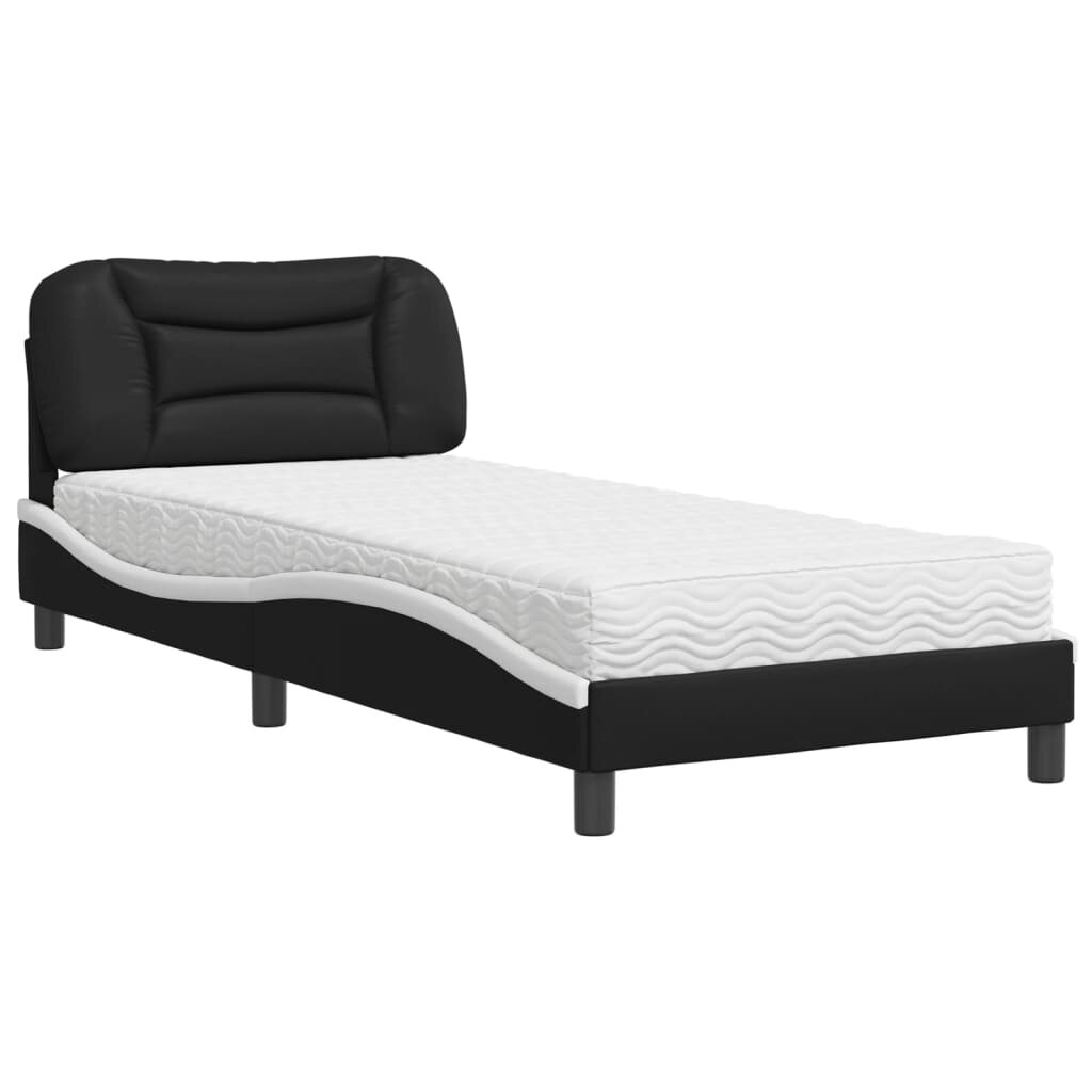vidaXL Posteľ s matracom Hvar čierno-biela 90x200 cm umelá koža