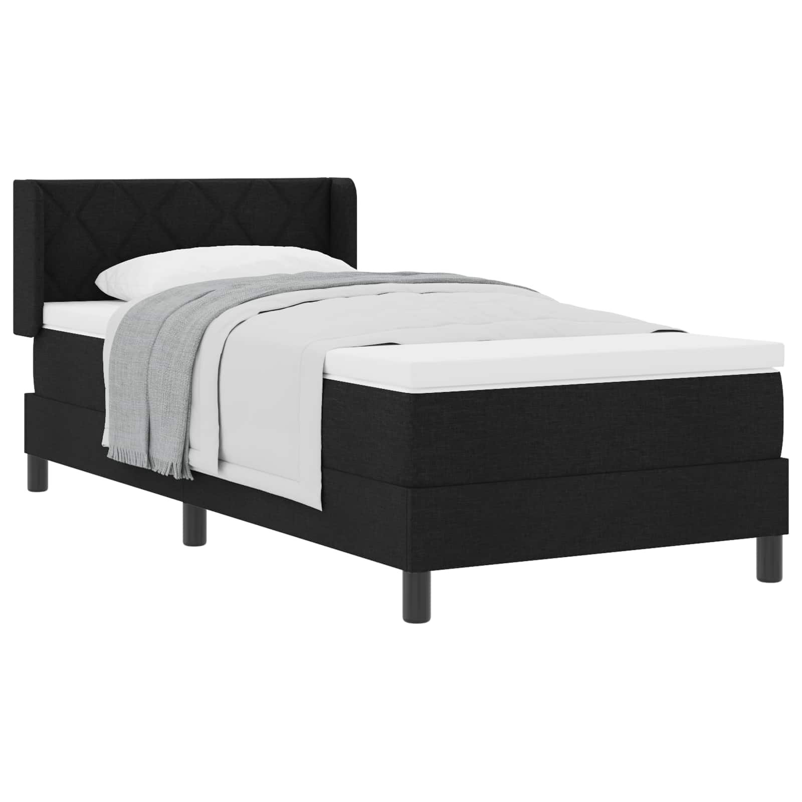 vidaXL Posteľ s pružinovým rámom Čierny 200 x 90 cm látka