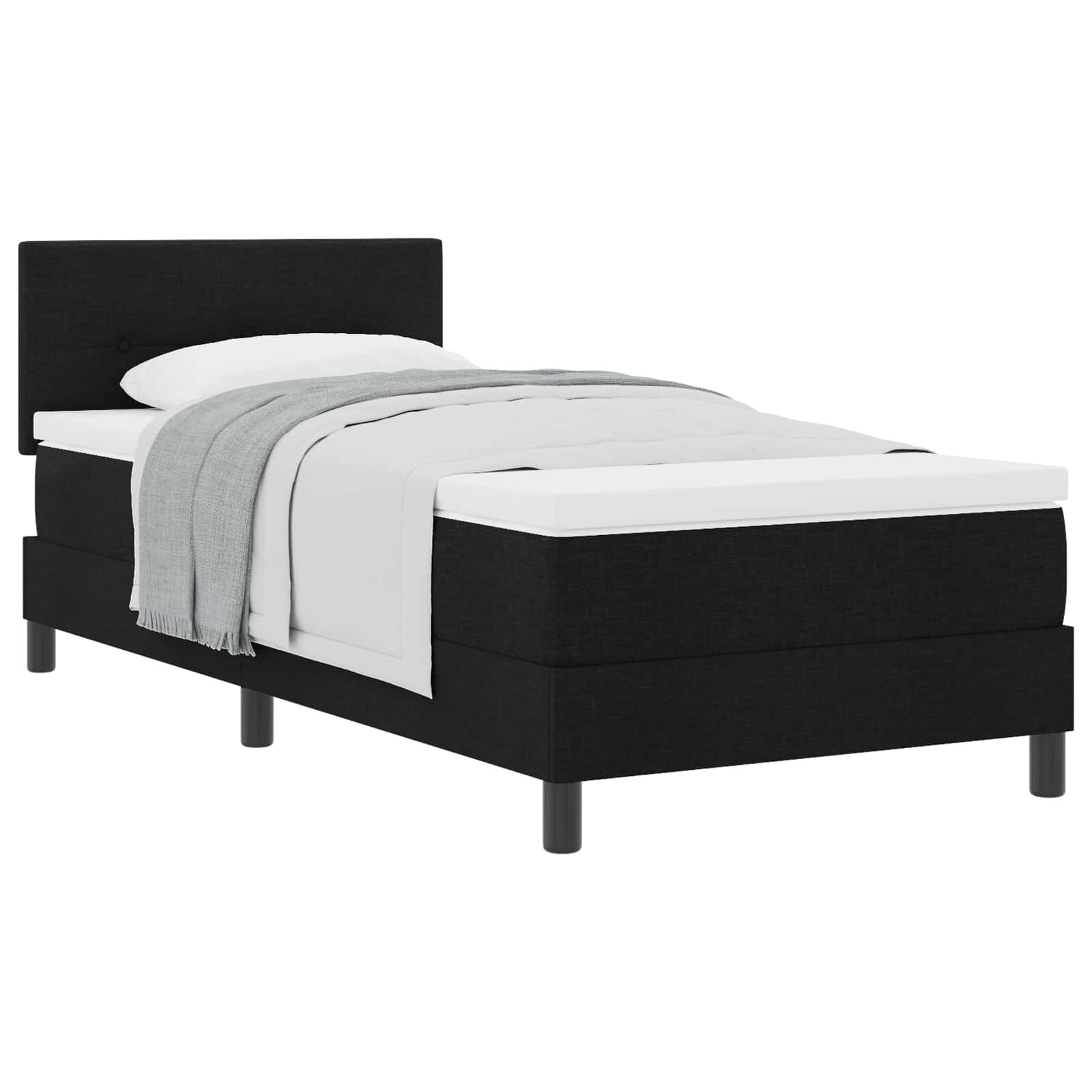 vidaXL Posteľ s pružinovým rámom s vankúšom Čierny 80 x 200 cm látka