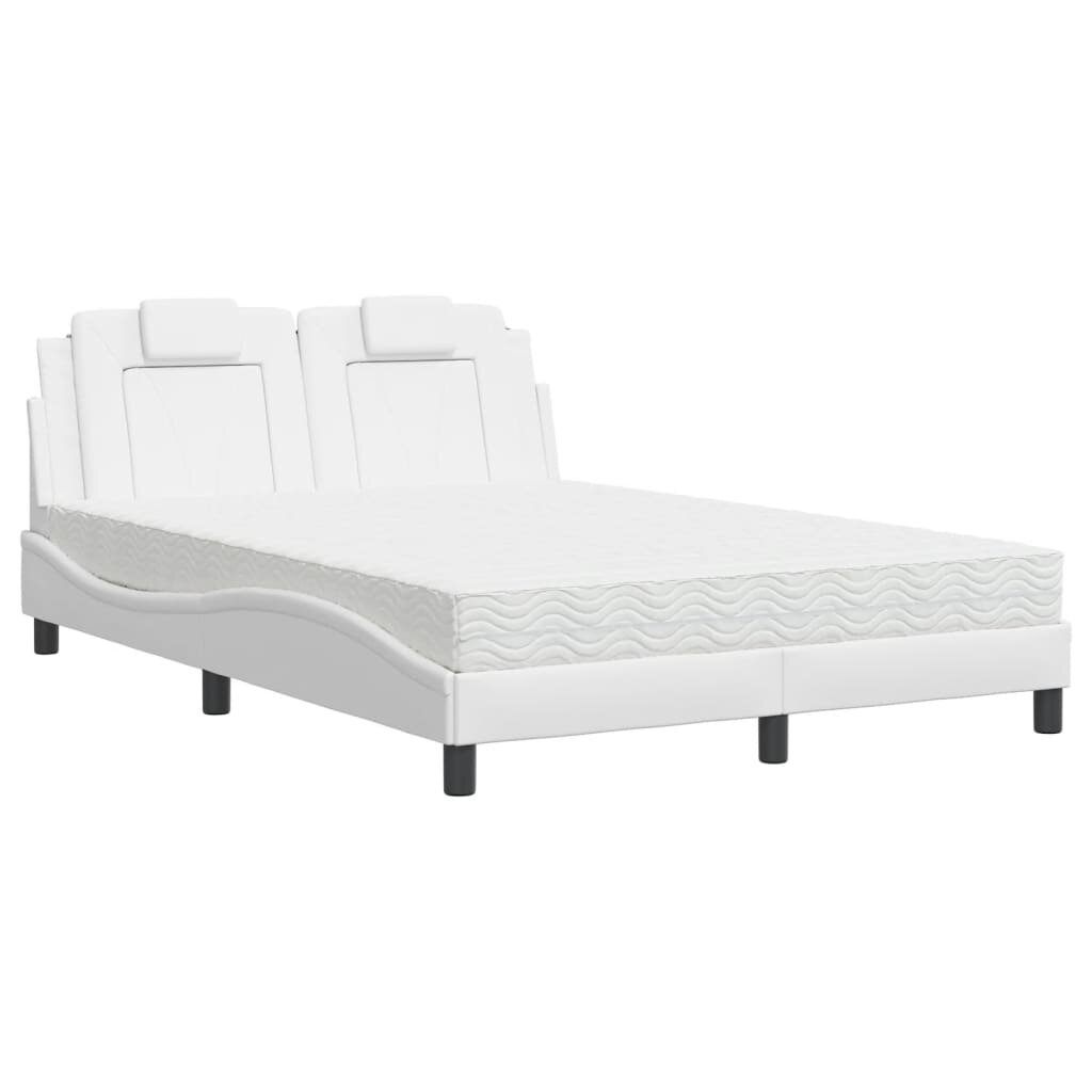 vidaXL Posteľ Viana s matracom biela 120x200 cm umelá koža