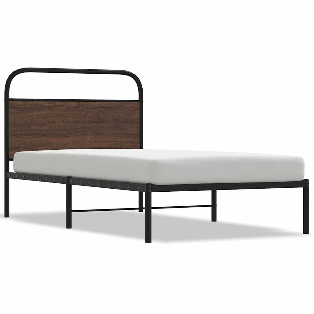 vidaXL Posteľný rám bez matraca 90x190 cm hnedý dub kompozitné drevo