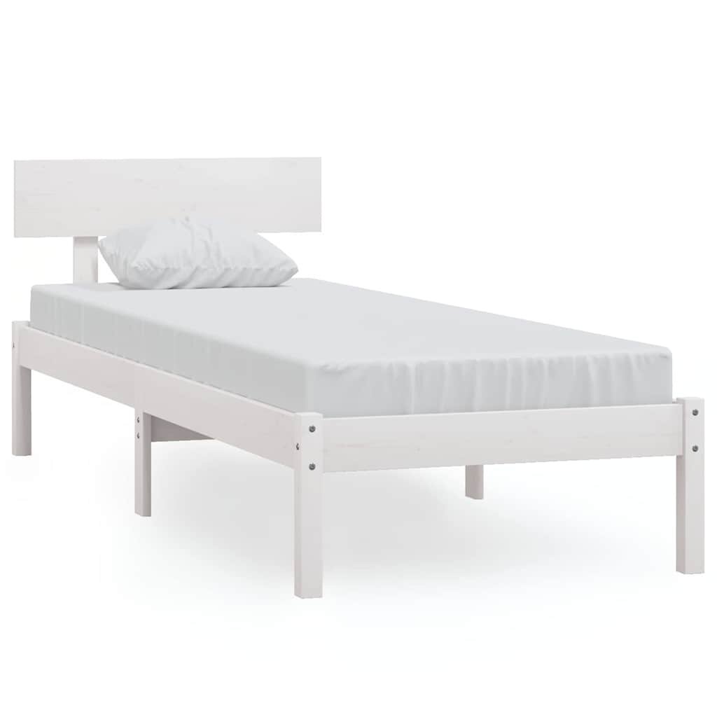 vidaXL Posteľný rám biely drevený masív 75x190cm malé jednolôžko