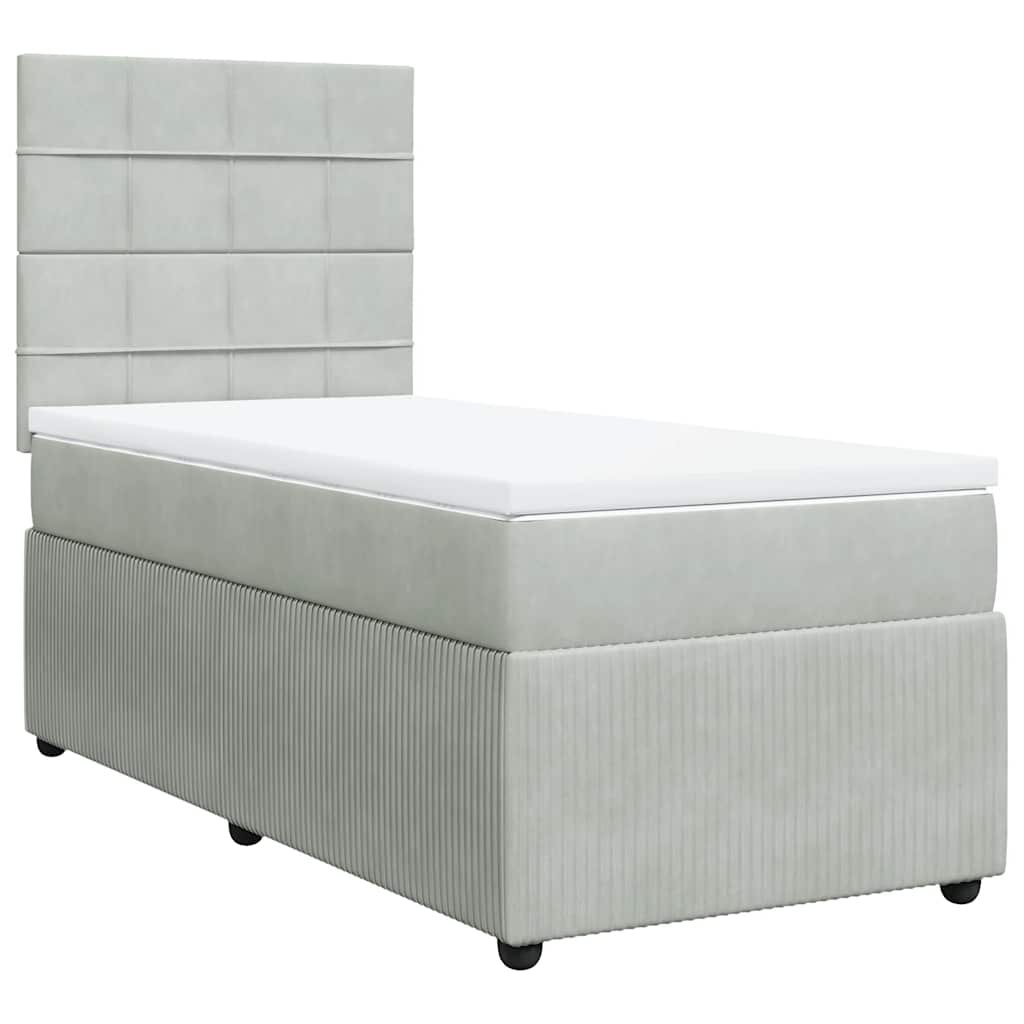 vidaXL Posteľný rám boxsping s matracom bledosivý 90x190 cm zamat