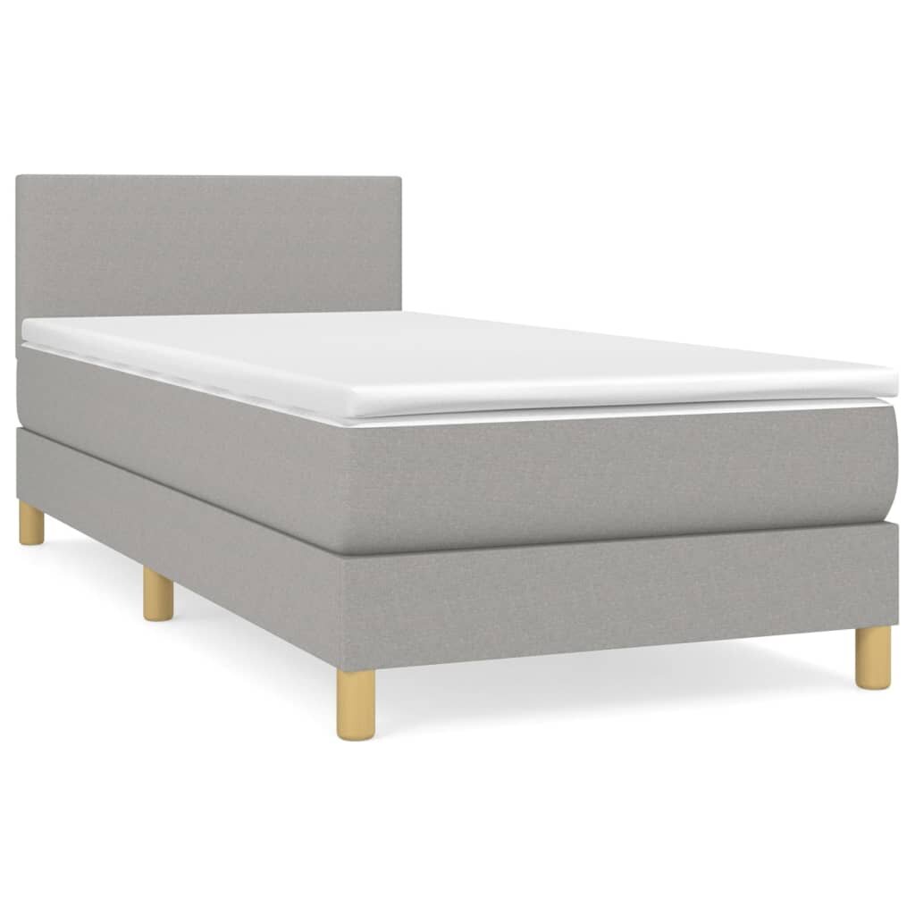 vidaXL Posteľný rám boxsping s matracom bledosivý 90x200 cm látka
