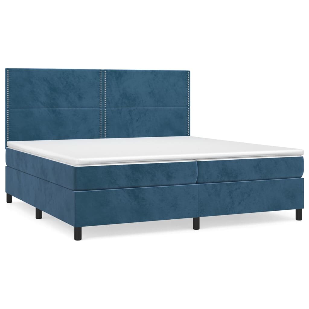 vidaXL Posteľný rám boxsping s matracom tmavomodrý 200x200 cm zamat