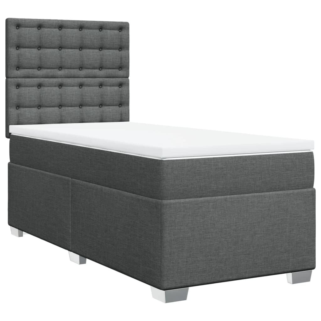 vidaXL Posteľný rám boxsping s matracom tmavosivý 80x200 cm látka
