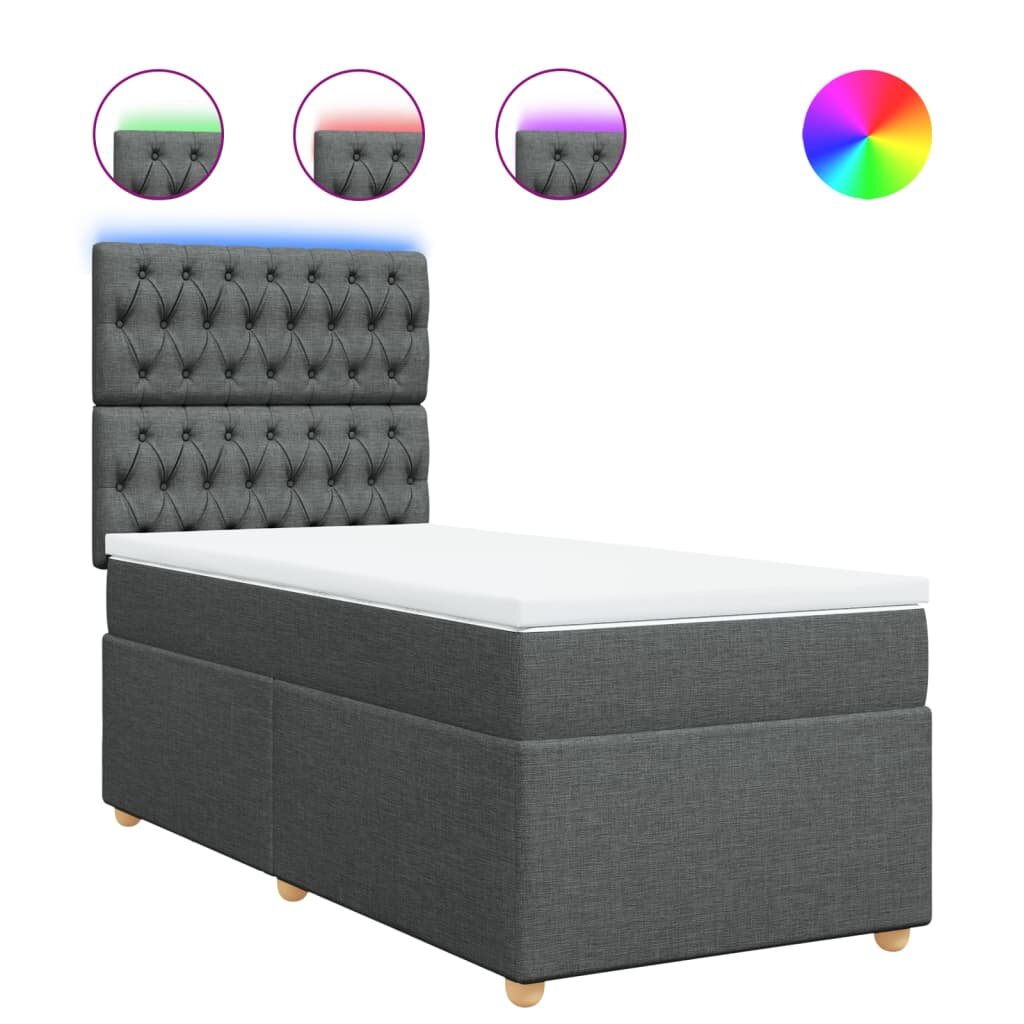 vidaXL Posteľný rám boxsping s matracom tmavosivý 80x200 cm látka