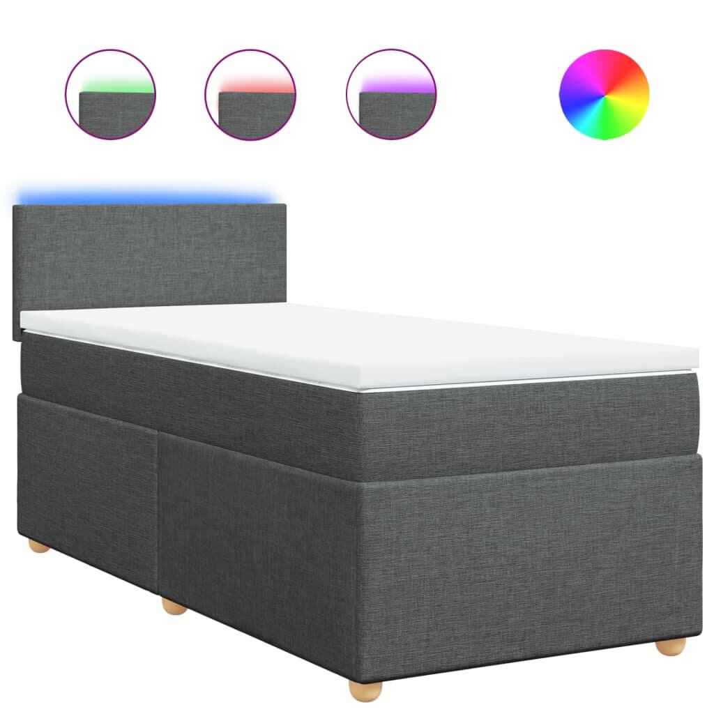 vidaXL Posteľný rám boxsping s matracom tmavosivý 80x200 cm látka