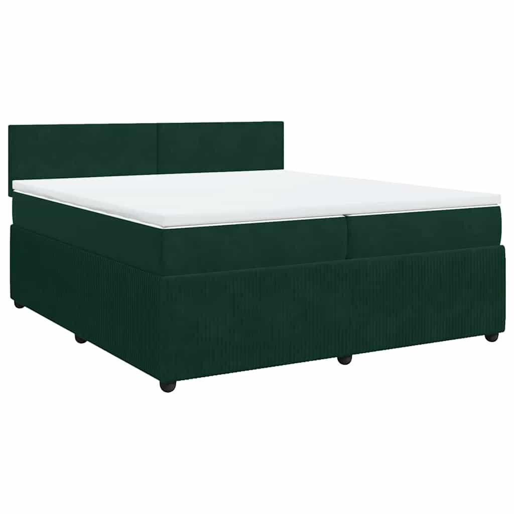 vidaXL Posteľný rám boxsping s matracom tmavozelený 200x200 cm zamat