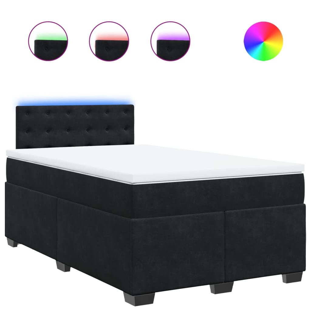 vidaXL Posteľný rám boxspring s matracom čierny 120x200 cm zamat