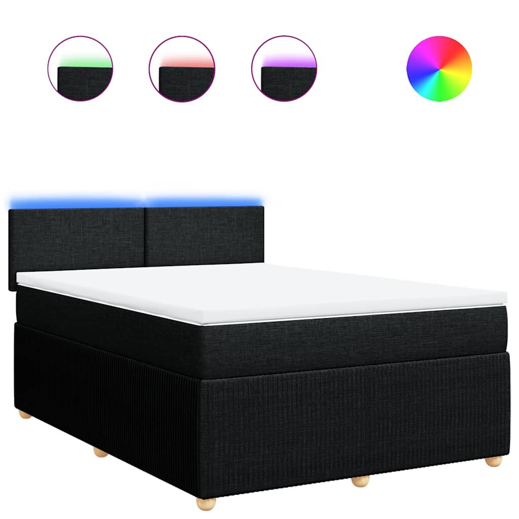 vidaXL Posteľný rám boxspring s matracom čierny 140x200 cm látka