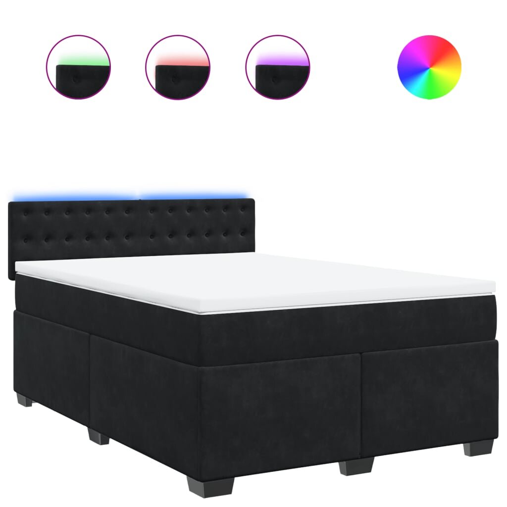 vidaXL Posteľný rám boxspring s matracom čierny 140x200 cm zamat