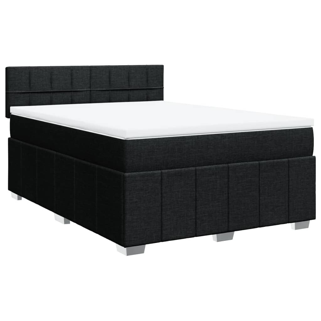 vidaXL Posteľný rám boxspring s matracom čierny 160x200 cm látka
