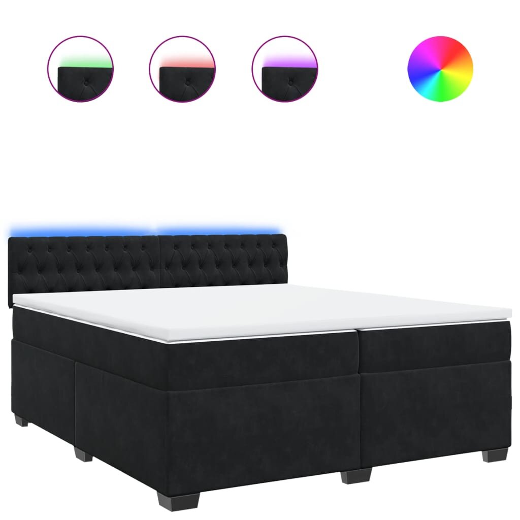 vidaXL Posteľný rám boxspring s matracom čierny 200x200 cm zamat