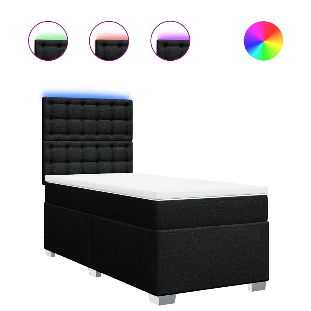 vidaXL Posteľný rám boxspring s matracom čierny 90x200 cm látka