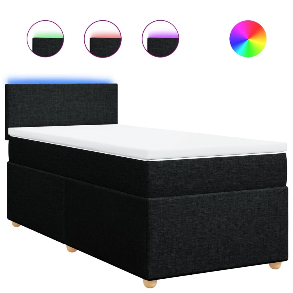 vidaXL Posteľný rám boxspring s matracom čierny 90x200 cm látka