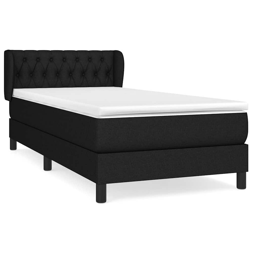 vidaXL Posteľný rám boxspring s matracom čierny 90x200 cm látka