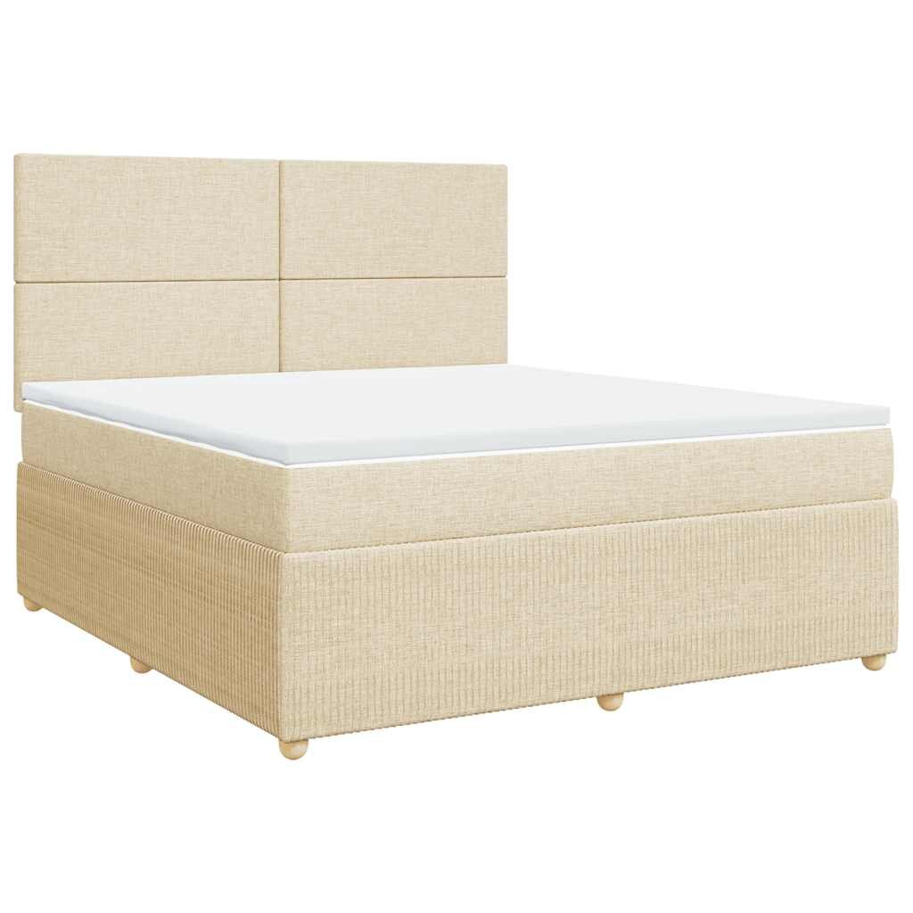 vidaXL Posteľný rám boxspring s matracom krémový 180x200 cm látka
