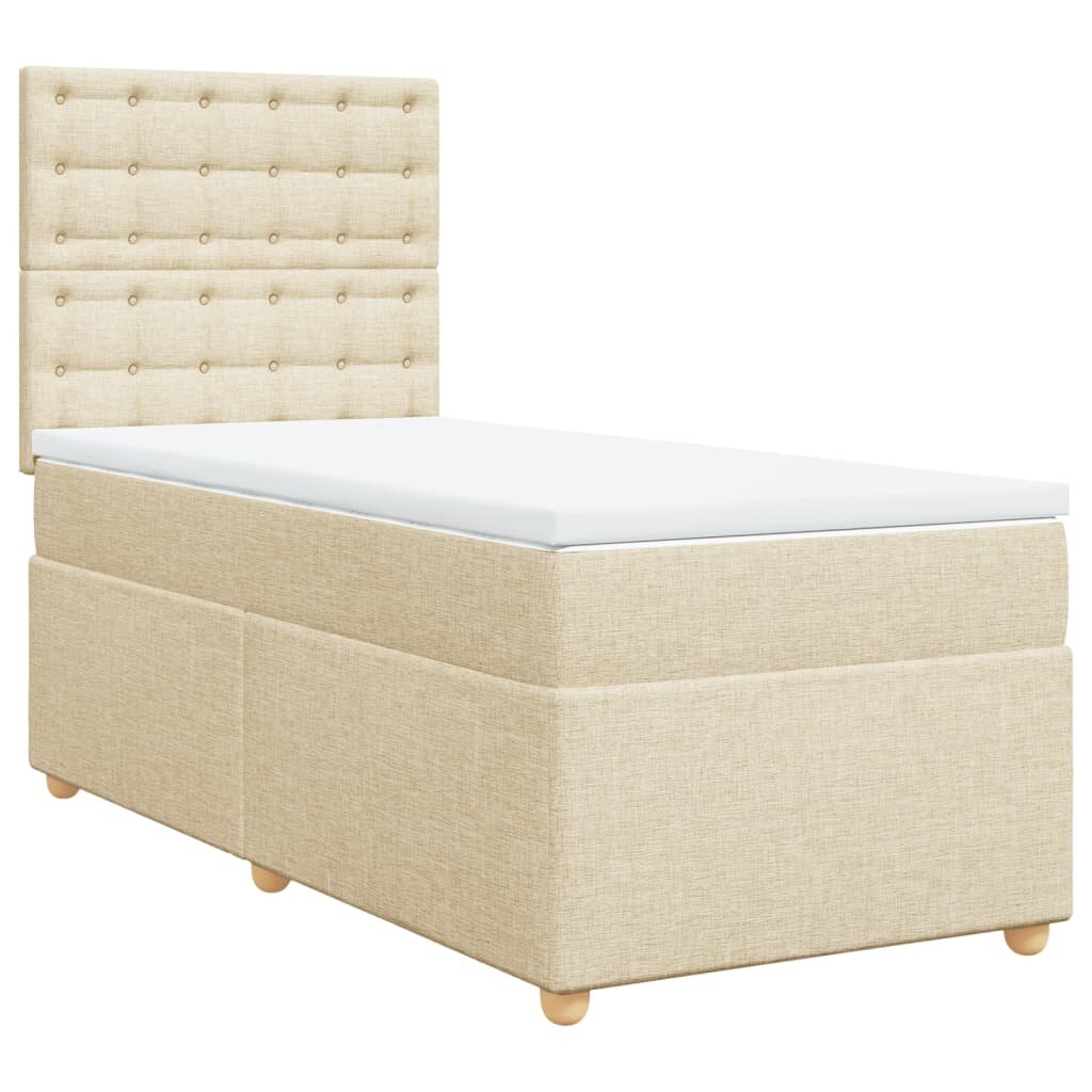 vidaXL Posteľný rám boxspring s matracom krémový 90x190 cm látka