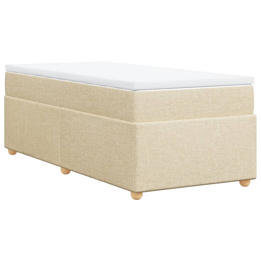 vidaXL Posteľný rám boxspring s matracom krémový 90x190 cm látka