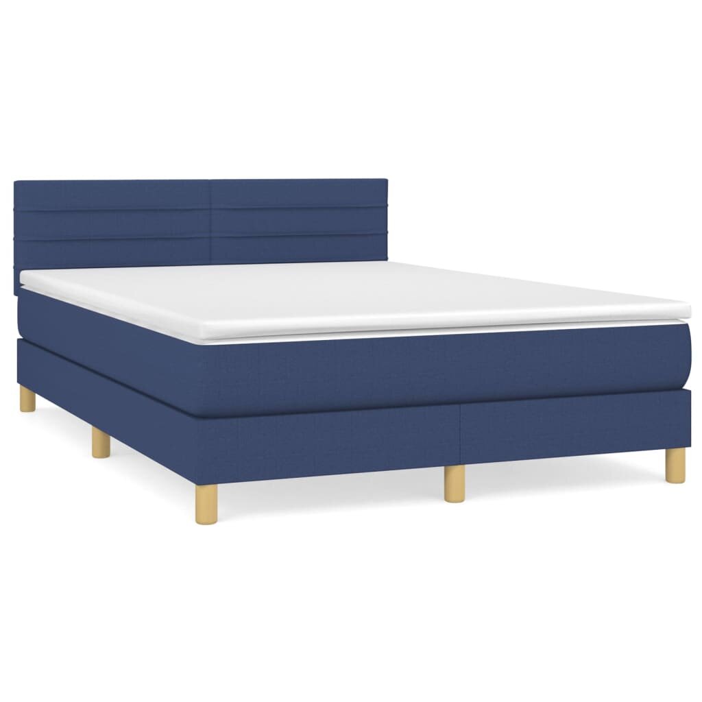vidaXL Posteľný rám boxspring s matracom modrý 140x200 cm látka