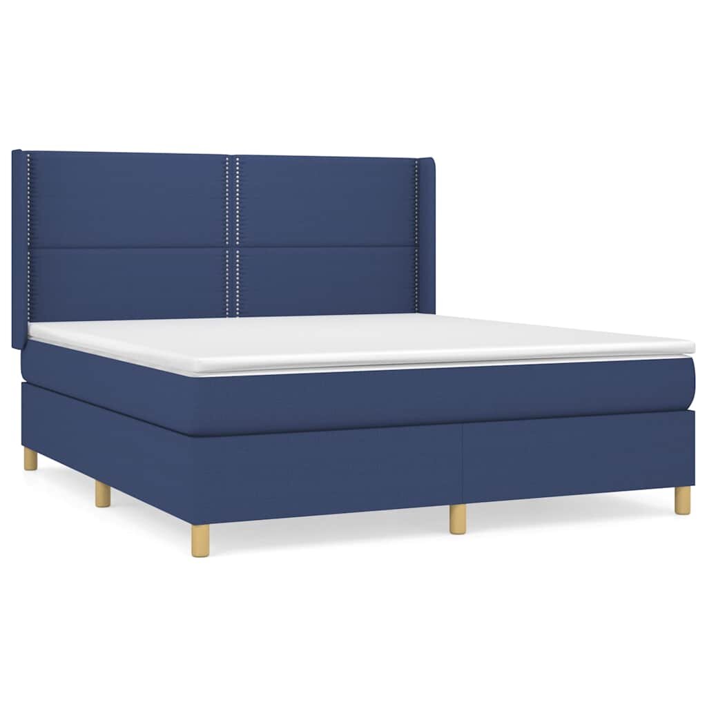 vidaXL Posteľný rám boxspring s matracom modrý 180x200 cm látka