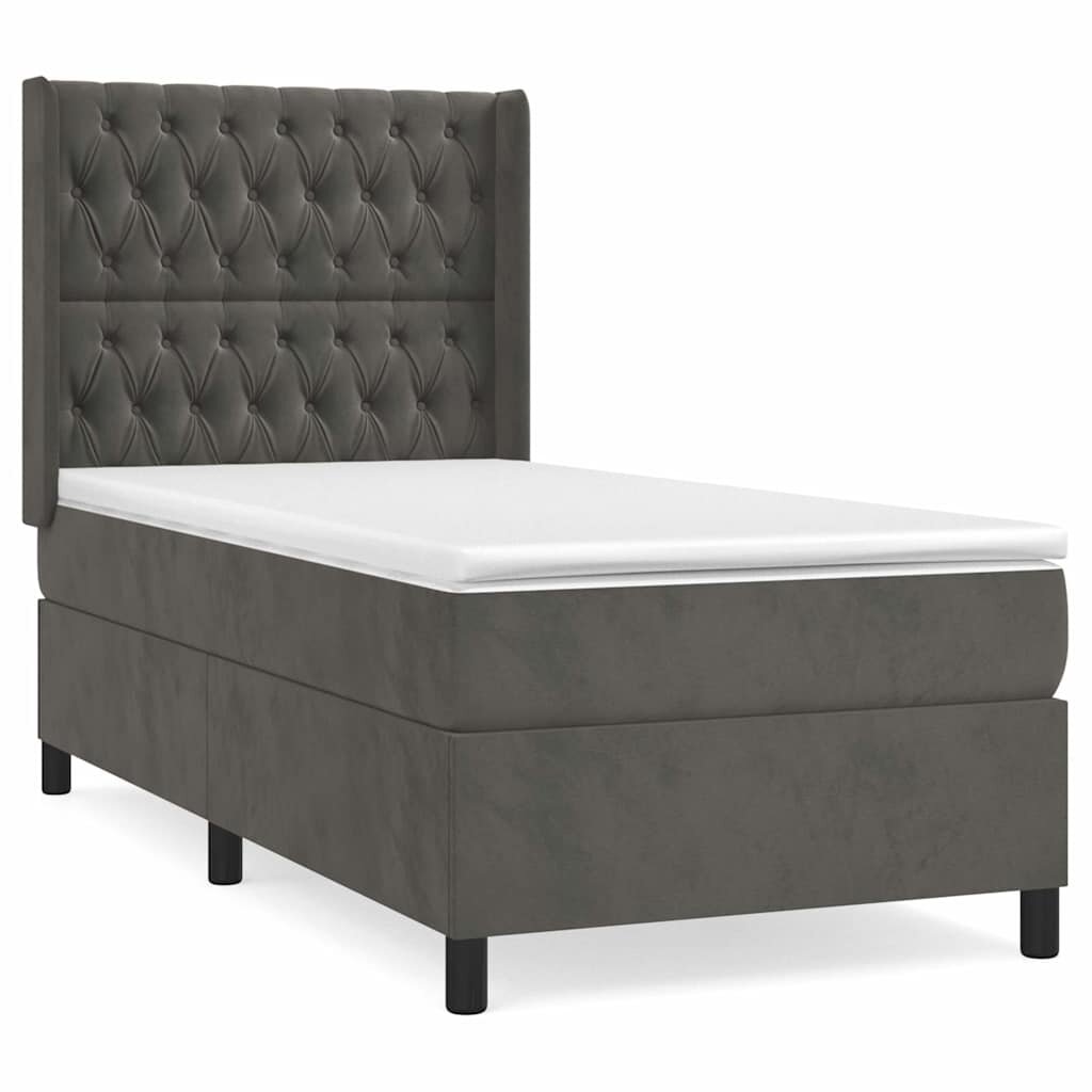 vidaXL Posteľný rám boxspring s matracom tmavosivý 80x200 cm zamat