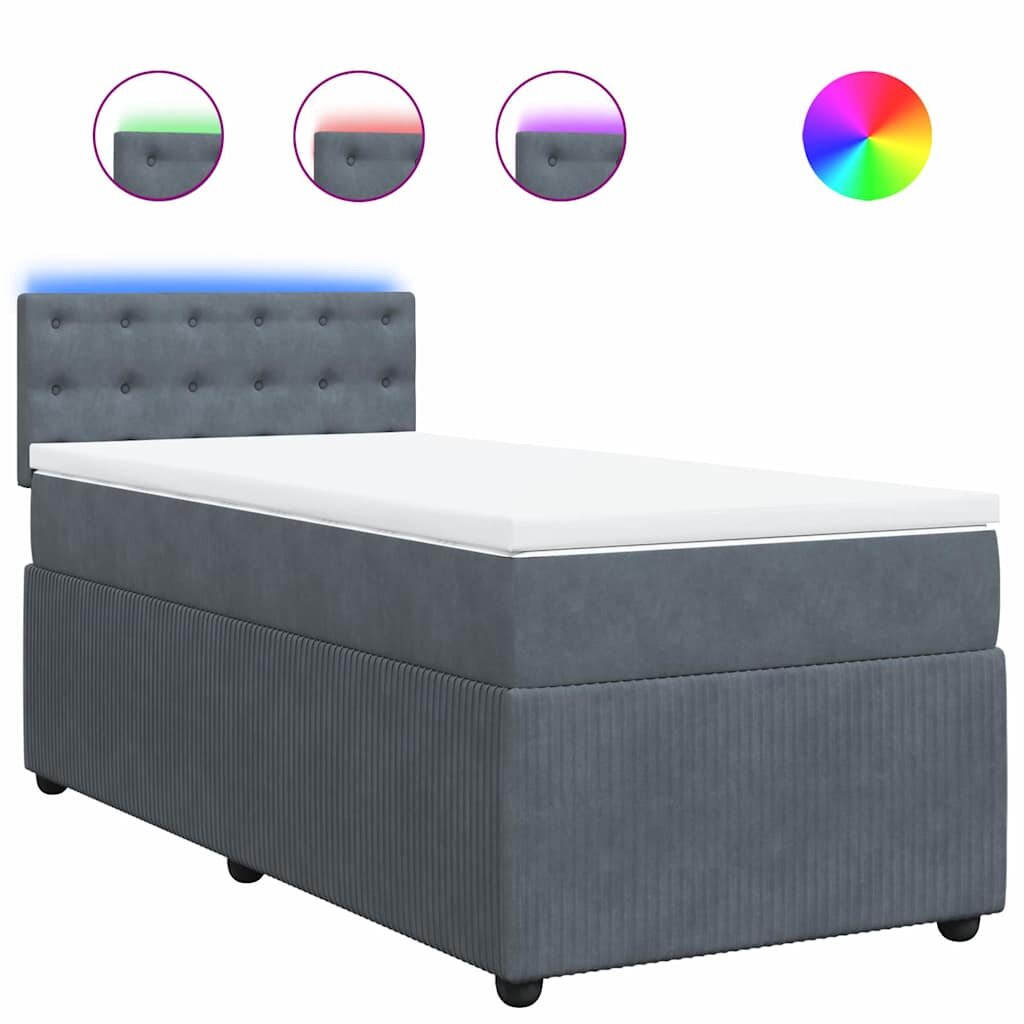 vidaXL Posteľný rám boxspring s matracom tmavosivý 80x200 cm zamat