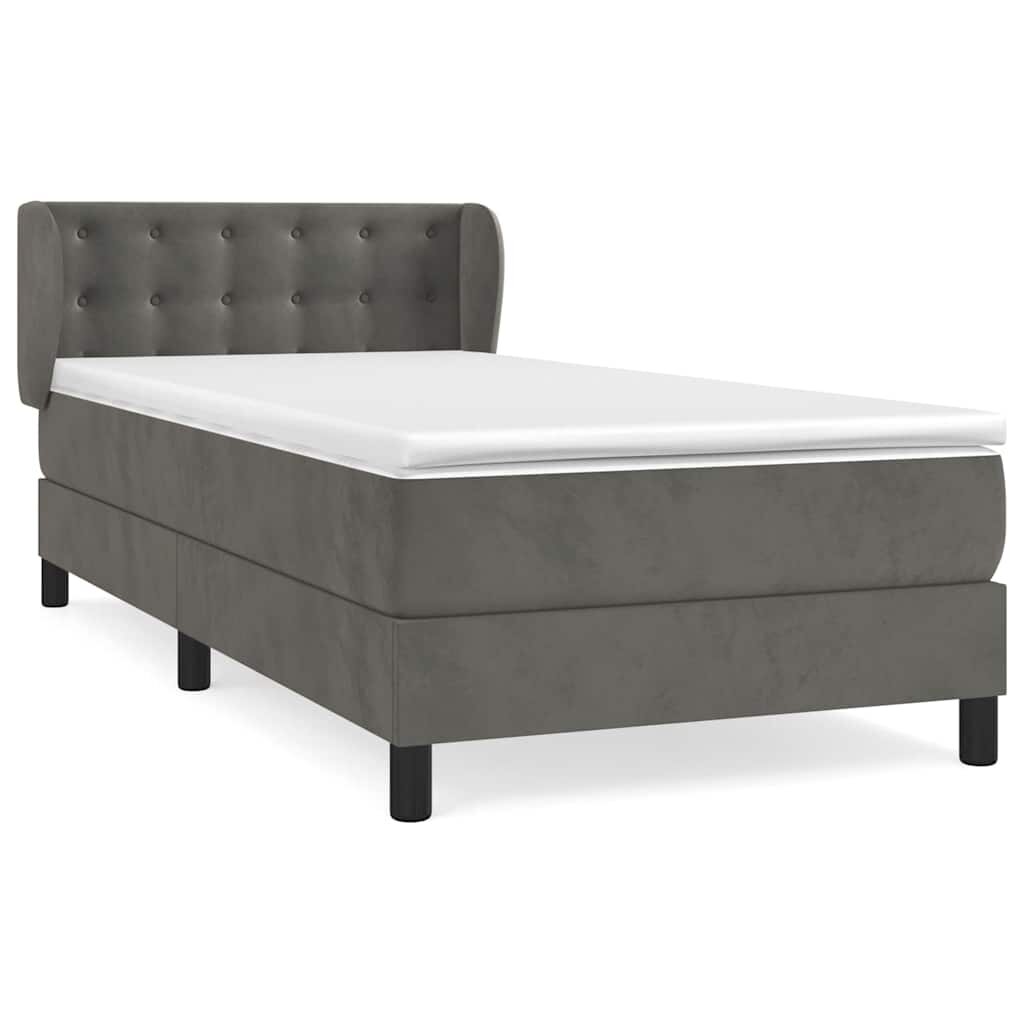 vidaXL Posteľný rám boxspring s matracom tmavosivý 80x200 cm zamat