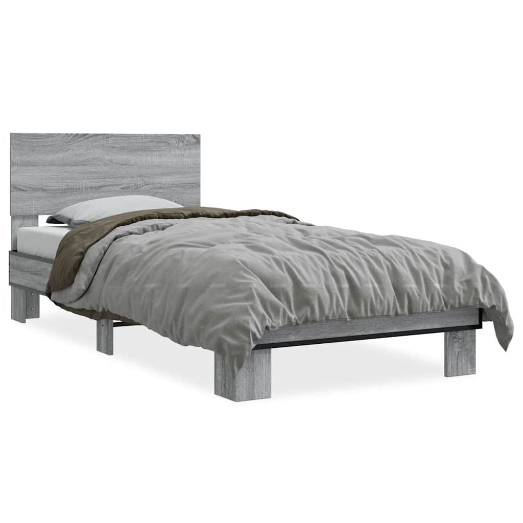 vidaXL Posteľný rám dub sonoma 75x190 cm kompozitné drevo a kov