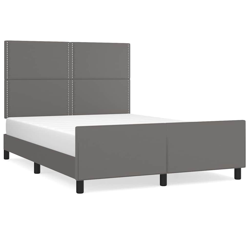 vidaXL Posteľný rám s čelom sivý 140x200 cm umelá koža