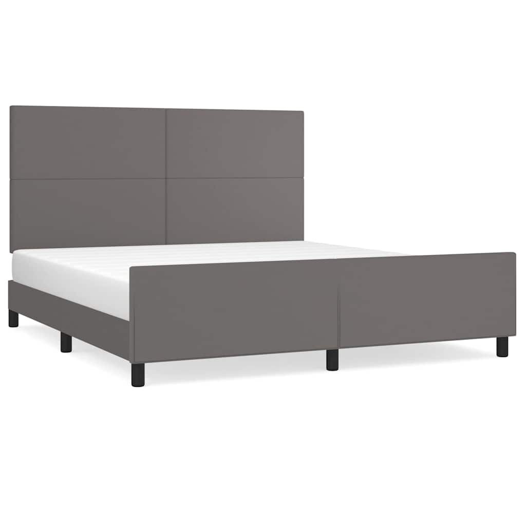 vidaXL Posteľný rám s čelom sivý 160x200 cm umelá koža