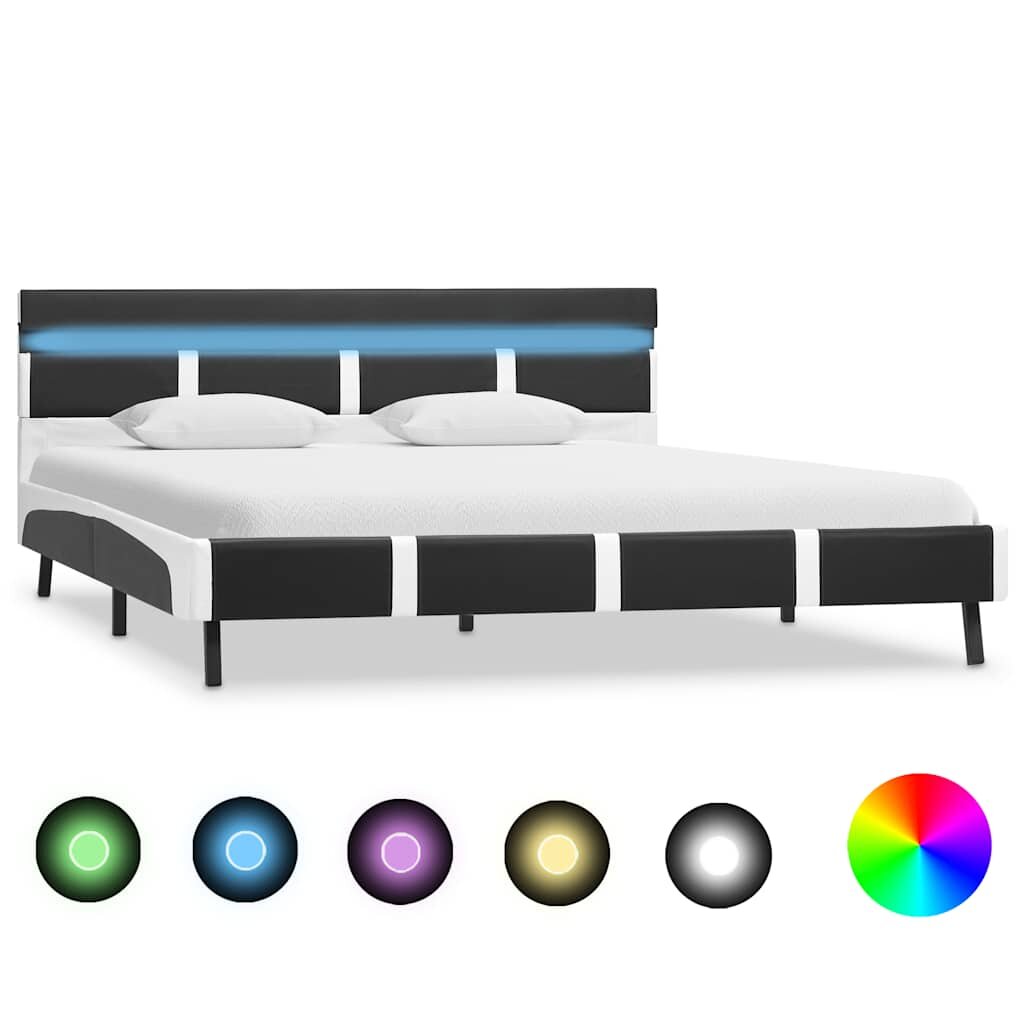 vidaXL Posteľný rám s LED sivý umelá koža 160x200 cm